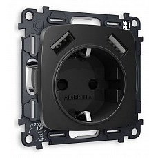 Розетка с заземлением и 2хusb type a, без рамки ambrella volt quant mo809010